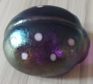 Paperweight Vintage Robert Held Glass Art Iridescent Lady Bug Figurine Signed - Picture 1 of 12