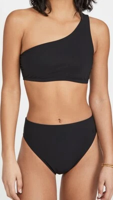 NUEVO SIN ETIQUETAS TORY BURCH TOP DE BIKINI DE UN HOMBRO NEGRO PARA MUJER TALLA GRANDE $125 Foto 1 de 4