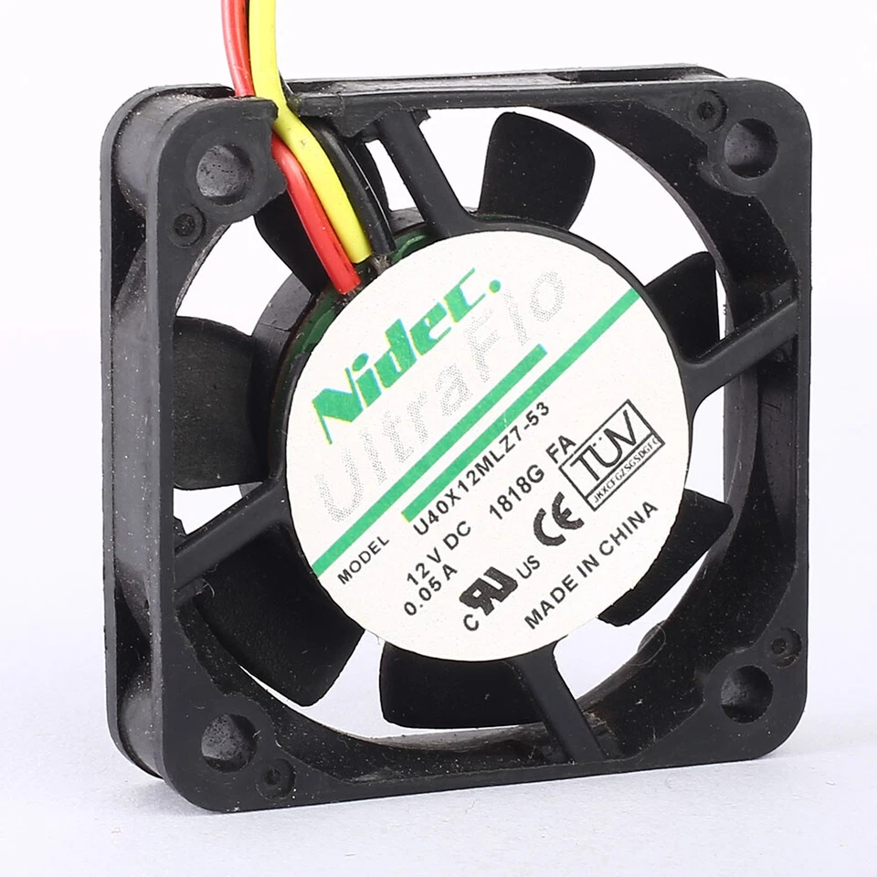 Nidec U40X12MLZ7-53 4010 DC 12V 0.05A 40*40*10MM  3 Wire Silent Cooling Fan - Image 1 of 4