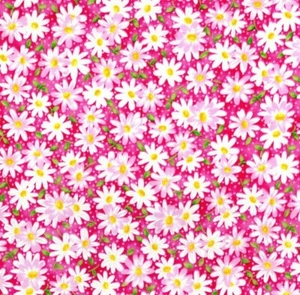 Feline Drive Fabric PACKED DAISIES Pink Floral Fat Quarter (18" x 22") FQ - Picture 1 of 8