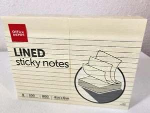 Office Depot Lined Sticky Notes 8 Pack 100 Sheets/Pack 4" x 6" Pastel Yellow - Picture 1 of 6