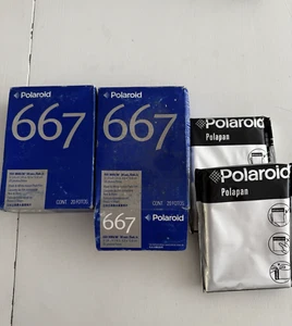 Polaroid 667 Film lot - 2 boxes (4 film) B/W Expiry 2004 - Picture 1 of 2