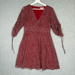 Madewell Mini Abito Donna Taglia 4 Rosso Floreale Manica 3/4 Linea A BOHO Cottage - Foto 1 di 7