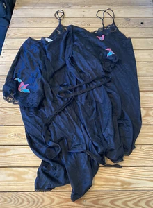 Vintage Ventura Neu mit Etikett Damen zweiteiliges Nachthemd & Morgenmantel Set Größe 3X schwarz N1x2 - Bild 1 von 12