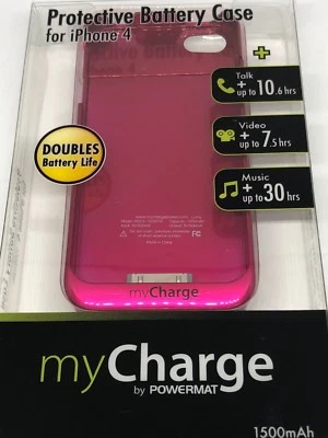 MyCharge Battery Case w/ Integrated Flip Top for Apple iPhone 4/4s - Pink/500mAh - Image 1 of 4