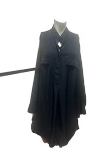 Vince Women's Long Sleeve Black Shirt Dress/ Band Collar / Covered Buttons/ XL. - Picture 1 of 9