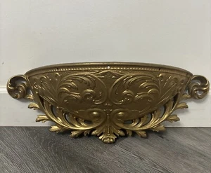 LARGE vtg Gold Tone Burwood Homco Wall Pocket Planter :Hollywood Regency #4650 - Picture 1 of 19
