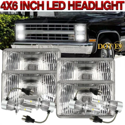 4Pc 4x6" Led Headlights Hi/Lo For Chevrolet C10 C20 C30 K10 K20 1980-1986 Pickup - Image 1 of 4