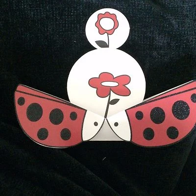 Ladybug Note card Blank Red Black Glitter Opens up NEW Paper Magic Group - Image 1 of 4