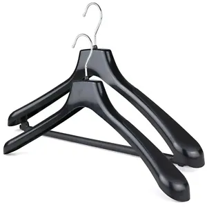 The Hanger Store™ Plastic Coat Suit Hangers Quality Black Hanger Broad Shoulders - Picture 1 of 17