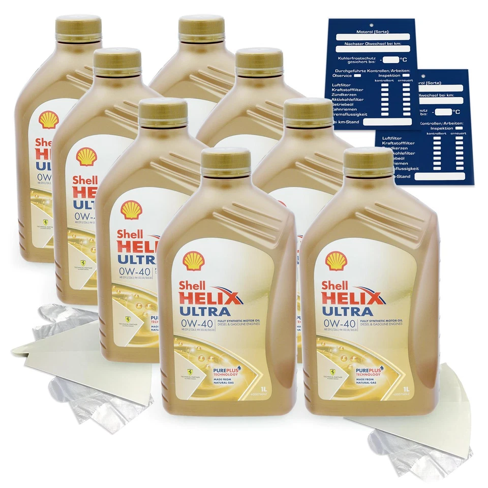 8 Liter original Shell Helix Ultra 0W40 Motoröl 550040467 MB229.5 0700 0710 SET - Bild 1 von 4