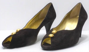 BRUNO MAGLI Women's Suede Peep Toe Pump Shoes, Brown, Size 10AA, NEW - Picture 1 of 7