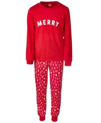 Family Pajamas Matching Big Kids 2-Pc Merry Family Pajama Set Red Size L (10-12) - Image 1 of 2