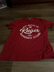 RUGER Firearms Mens Medium Red T-Shirt Graphic Cotton Poly Blend Responsible - Picture 1 of 2