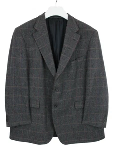 DAKS Blazer Men's UK 48 Pure New Wool Notch Lapel Single Breasted Plaid - Picture 1 of 13