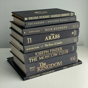 Lot Of 8 BLACK HC Books, GOLD LETTERS, Staging Shelf Home Decor Design Prop - Picture 1 of 2