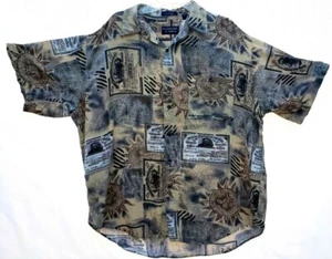 Roundtree & Yorke Mens Short Sleeve Button Up Chicago Railroad Shirt Size L Tan - Picture 1 of 8