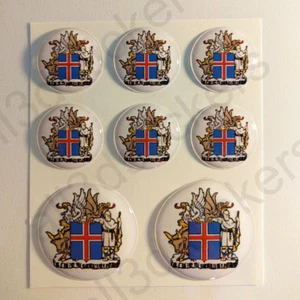 Stickers Iceland Coat of Arms Gel Domed Resin 3D Iceland Vinyl Sticker Decals - Picture 1 of 2