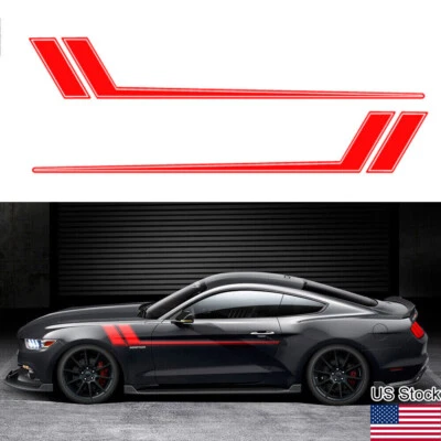 Pegatina de vinilo a rayas de hockey guardabarros de puerta lateral rojo Sport Racing para Ford Mustang Foto 1 de 4