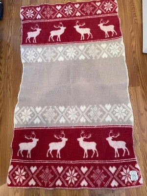 Lana & Lino Reno Copo de Nieve Corazón Rojo Reversible Lana/Algodón Tiro 57" x 34" Foto 1 de 3