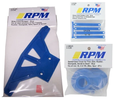 Parachoques Traxxas Rustler Stampede 2x2 RPM 81165 81265 eslabones 80525 cubierta de engranaje AZUL Foto 1 de 4