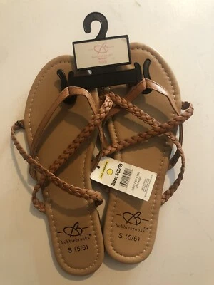 Sandalias planas sin cordones para mujer Bobbie Brooks talla 5/6 marrón 101224EB50C Foto 1 de 4