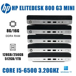 HP EliteDesk 800 G3 i5-6500 3.20GHz 16 GB RAM 512 GB SSD Win 11 With 90W Adapter - Picture 1 of 5