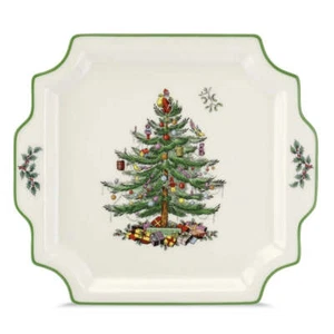 Plato Spode árbol de Navidad mango cuadrado - Imagen 1 de 2