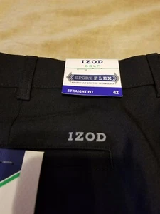 Pantalones cortos de golf IZOD para hombre calce recto deportes rendimiento flexible. Talla 42, negro. - Imagen 1 de 5
