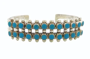 Vintage Sterlingsilber Southwest Navajo/Zuni Schlangenauge Türkis Armreif Armband - Bild 1 von 10