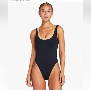 Vitamin A Stardust High-Leg Colorblock One-Piece Swimsuit Size 10/L Vacation - Picture 1 of 12