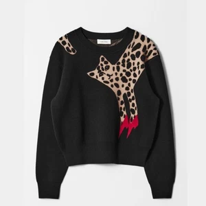 & Other Stories Leopard Sweater S | Wool Blend, Cheetah, Black Knit Jumper $139 - Picture 1 of 6