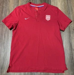 Vintage Nike due bottoni Henley USA logo uomo L rosso etichetta punto singolo rosso - Foto 1 di 11