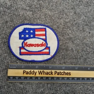 Vintage Kawasaki Number One Patch amerikanische Flagge Motorrad Biker 70er 80er AC1a - Bild 1 von 2