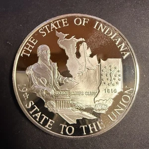 The State Of Indiana Art Münze.925 Sterling Silber 33,6 Gramm - K16484 - Bild 1 von 2