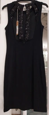 NWT Kashion Black Fully Lined Sequin Strap Back Sleeveless Dress Size UK 8 EU M - Image 1 of 4