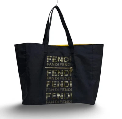 Fendi Tote Shopper Bag "Fan di Fendi" Black & Gold - Image 1 of 4