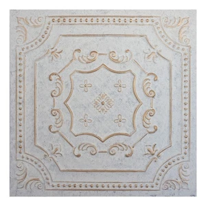 Piastrelle per soffitto in latta pressata pannelli da parete goffrati PL04 invecchiato oro bianco 10 pezzi - Foto 1 di 18