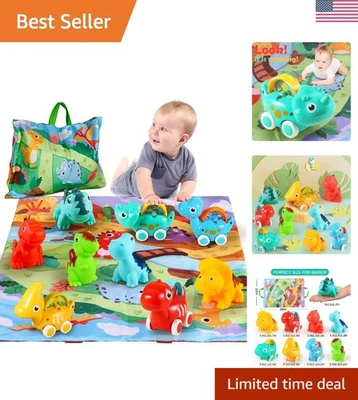 Perfecto Regalo de 1er Cumpleaños - 9 Piezas Coches Dinosaurios Seguros con Alfombra de Juego y Almacenamiento Foto 1 de 4