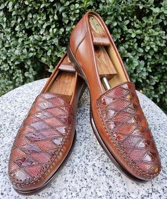 Zapato Antonio Botticelli HECHO A MANO Cuero Marrón y Cuero de Caimán REAL Talla:12M Foto 1 de 4