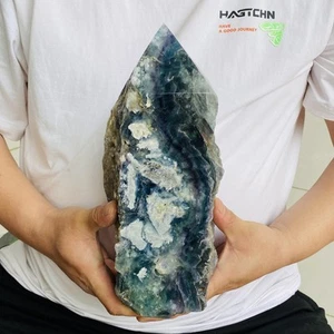 Obelisco di Fluorite Naturale Cristallo di Quarzo Guarigione Reiki Bacchetta Torre Punta 3700g - Foto 1 di 10