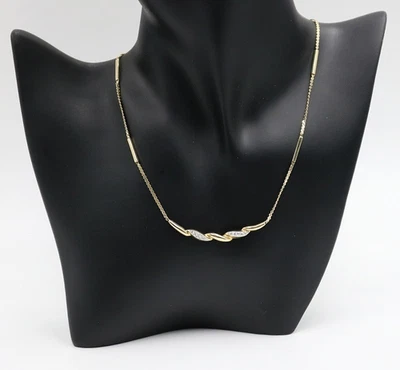 Collar distintivo de barra estacionaria de oro amarillo de 13 quilates personalizado de 15" Foto 1 de 4