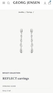 Georg Jensen Silver Earrings Long Reflect New £370 - Picture 1 of 7