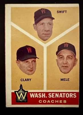1960 Topps Mele/Swift/Clary #470 Washington Senators Coaching Staff ungraded VG - Image 1 of 2