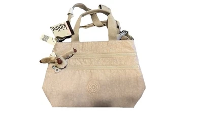 Kipling Miah 尼龙金色棕褐色挎包斜挎包手提包全新带标签! — 第 1/4 张图片