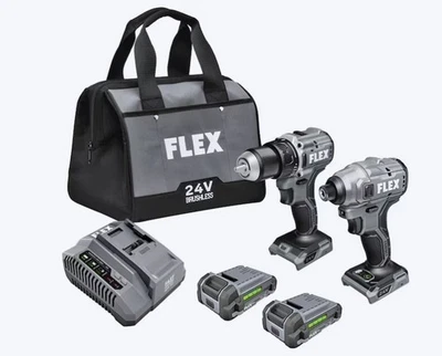 NEW Flex FXM205-2A 24V Compact Drill Driver and Compact Impact Driver Kit - Image 1 of 4