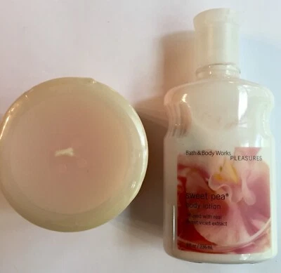 Bath & Body Works Lot Sweet Pea Body Lotion 8 Oz Sealed Candle White Barn Gift  - Image 1 of 4