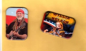 WILLIE NELSON     2  MAGNETS OR BUTTONS, PINBACK 2"X3" W/ ROUNDED CORNER - Picture 1 of 5
