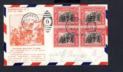 US Scott 651 Block of 4 on Roessler First Day Cover - Image 1 of 2