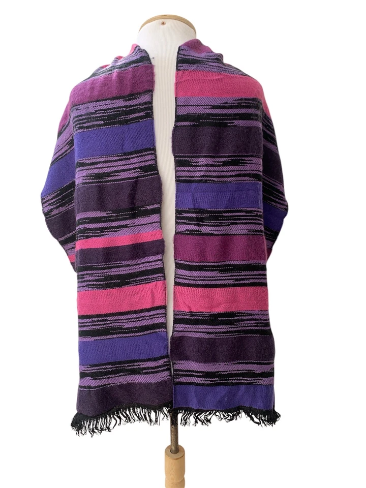 MISSONI Rayas Púrpura Rectángulo LANA BUFANDA 68/14 in HECHO EN ITALIA #A30 Foto 1 de 4